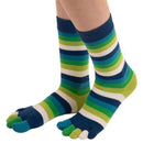 TOETOE Green Essential Striped Mid Calf Socks