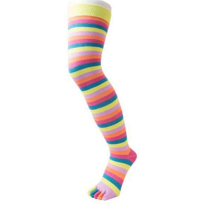 TOETOE Pink Essential Striped Over the Knee Socks