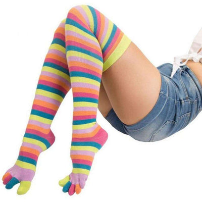 TOETOE Pink Essential Striped Over the Knee Socks